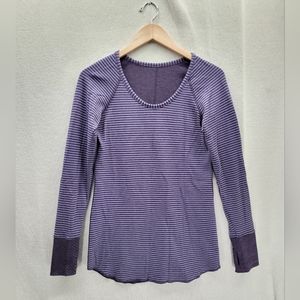 Lululemon Open Your Heart Reversible Purple Striped Long Sleeve Top Size-4